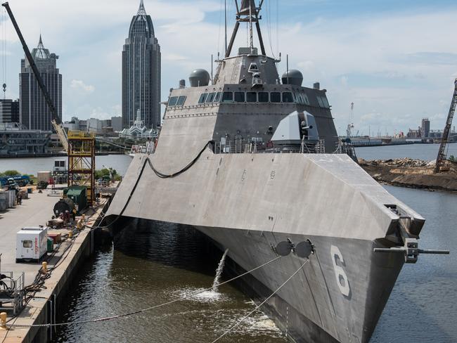 The recently completed Australian designed US Navy LittoralCombat Ship USS Jackson a Littoral combat ship built at the Austal USA shipyards in Mobile, Alabama, USA.