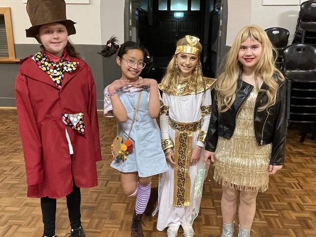 St Kilian's Primary School students Sarah Carole, Isabelle Adtoon, Maya Chalmers and Livvy Pascual dressed up for Book Week. Picture: Gianni Francis.
