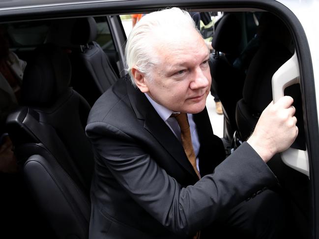Assange appeared relieved after more than a decade holed up in the UK and in prison. Picture: Getty Images
