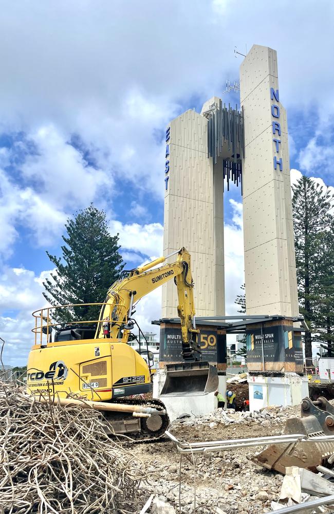 The Point Danger lookout renovation is underway on the QLD/NSW border at Coolangatta. Picture Glenn Hampson