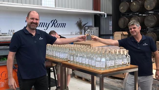 The Jimmy Rum team had been “run off their feet” since releasing the first batch of Jimmy Rum hand sanitiser. Picture: Supplied