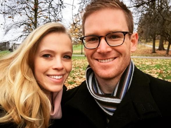 Former Adelaide girl Tara Ridgway with fiance  star English cricketer Eoin Morgan.. Pics: Instagram.