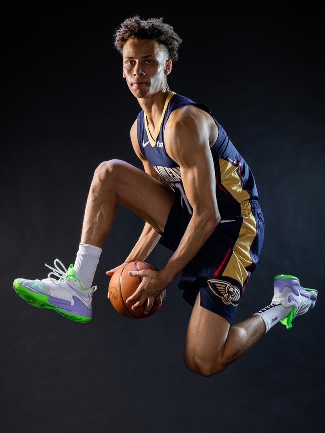 Dyson Daniels poses for a portrait during the 2022 NBA Rookie photo shoot last July. Picture: Getty Images