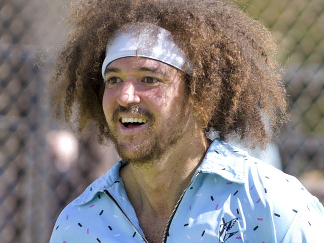 RANCHO MIRAGE, CA - MARCH 07: Singer RedFoo plays tennis at 13th Annual Desert Smash benefitting St. Jude Children's Research Hospital on March 7, 2017 in Rancho Mirage, California. (Photo by Rodin Eckenroth/WireImage)