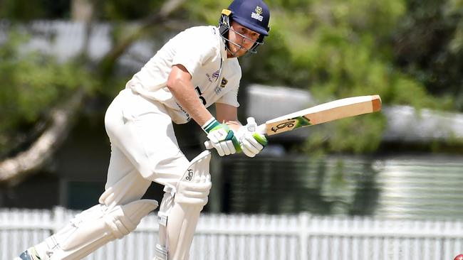 UQ batsman Bryce Street Cricket action between UQ v Redlands Saturday December 17, 2022. Picture: John Gass