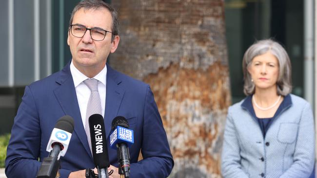 Premier Steven Marshall and SA Chief Public Health Officer Nicola Spurrier. Picture: Russell Millard