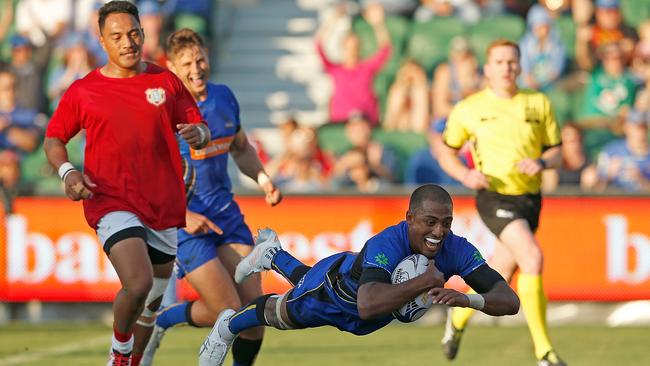 Marcel Brache of the Force crosses for a try at nib Stadium. Picture: Getty Images.