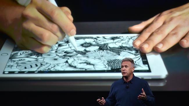 Apple senior vice president Phil Schiller introduces the new 9.7-inch iPad Pro.