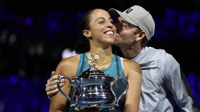 Keys and her husband after her victory. (Photo by Cameron Spencer/Getty Images)