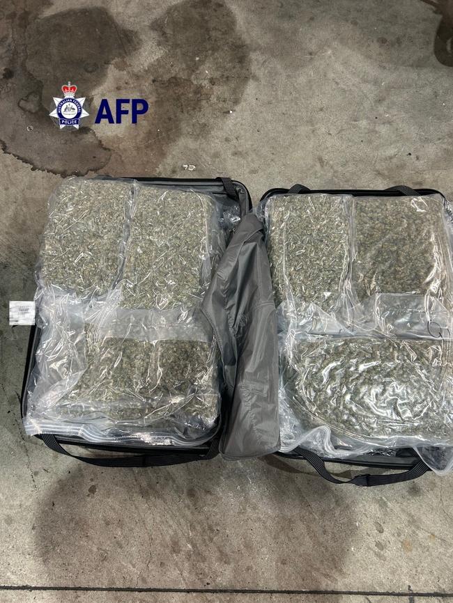 Australian Federal Police discovered 26kg of cannabis inside checked luggage at Adelaide Airport. Picture: AFP