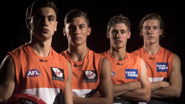 Tim Taranto, Isaac Cumming, Harry Perryman and Will Setterfield were taken by the Giants. Picture: Getty Images