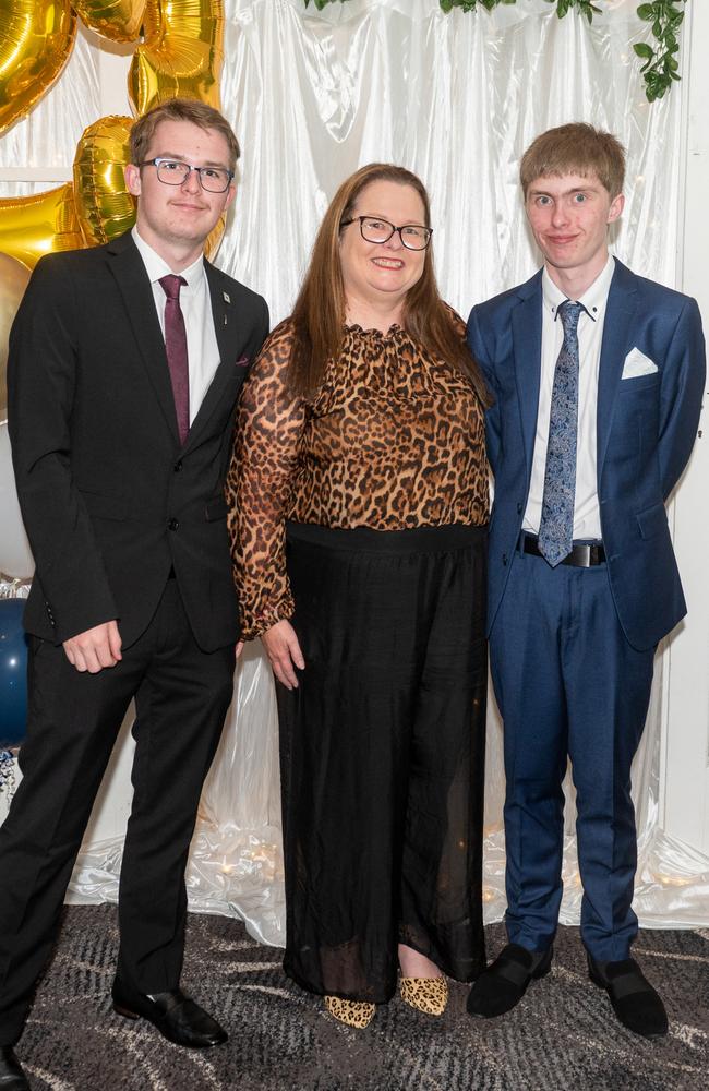 Hayden Brown, Tracey Kostecki and Rhys Brown at Calen District College Graduation dinner, Friday 17 November 2023 Picture: Michaela Harlow