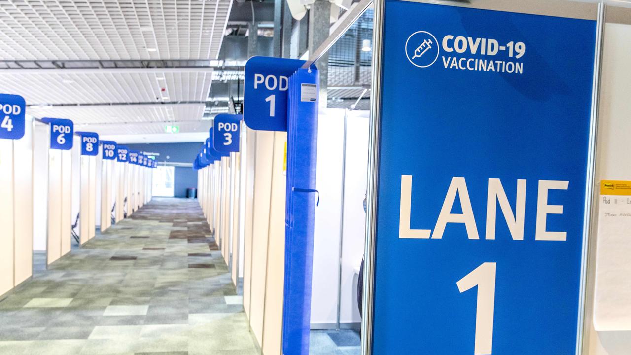 Pinkenba COVID Vaccination Hub at Brisbane International Cruise Terminal. Picture: Richard Walker.