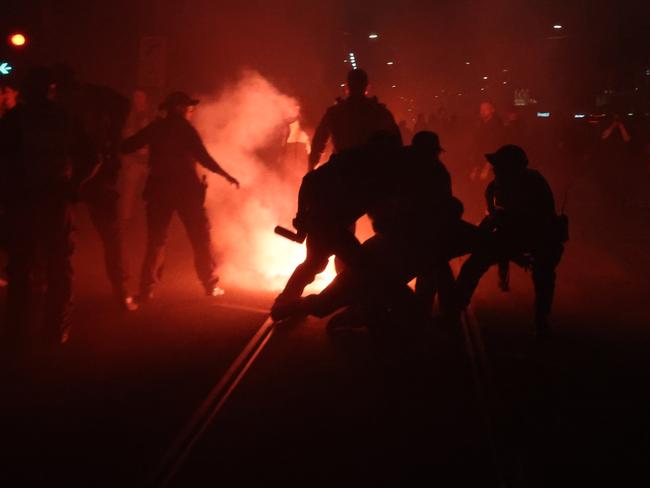 Flares have been lit in Swan St.