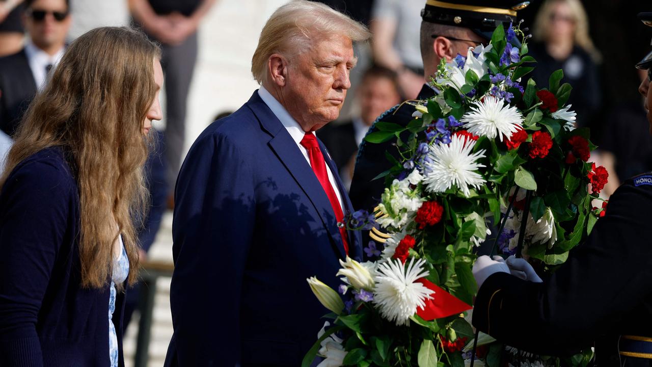 Donald Trump at a wreath laying ceremony at the Tomb of the Unknown Soldier at Arlington National Cemetery. Picture: AFP