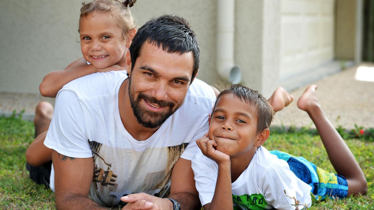 Hezron Murgha with children Dante 4 and Amaziah 7 upon his signing with the Cowboys in 2013.