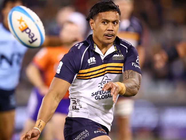 Len Ikitau was one of the try-scorers for the Brumbies. Picture: Mark Nolan/Getty Images