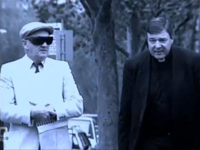 Cardinal Pell, with Gerald Ridsdale (left) arriving at court in 2002. Picture: Supplied