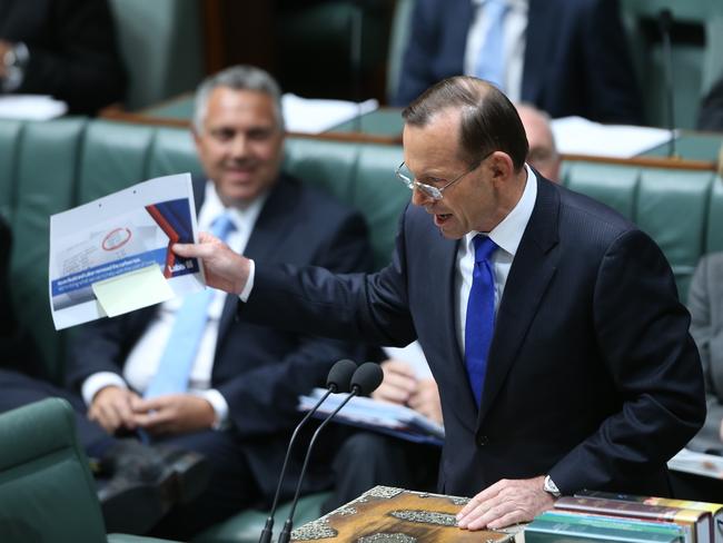 Prime Minister Tony Abbott in question time today. Picture: Gary Ramage