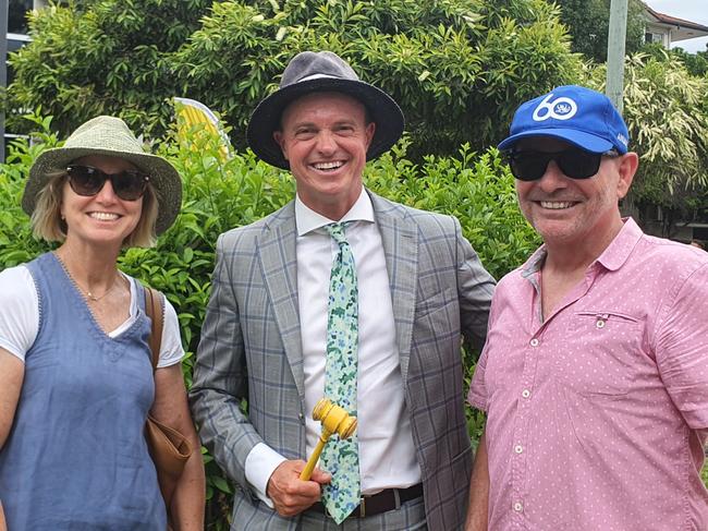 123 Oxlade Drive, New Farm, Auctioneer: Haesley Cush, Buyers: Darren and Sally Yeates, Seller's family: Judy Magub  and sister Libby Black with her grandkids Bronte  and Alexander Black who are the great great grandchildren of Rosa Oxlade and her husband William Stanley who bought the block in 1910.