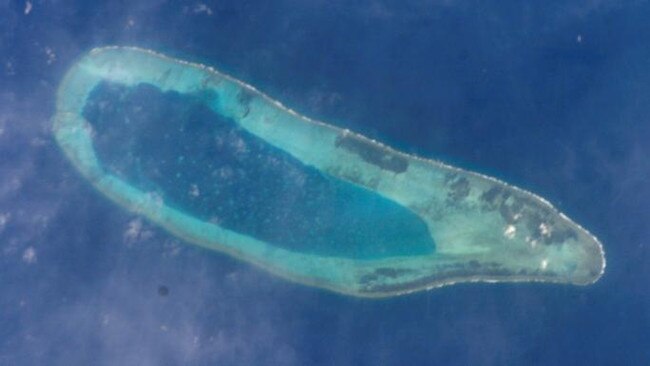 A photograph taken from the International Space Station appears to show China building on the reef in the Paracel Islands. Picture: Supplied