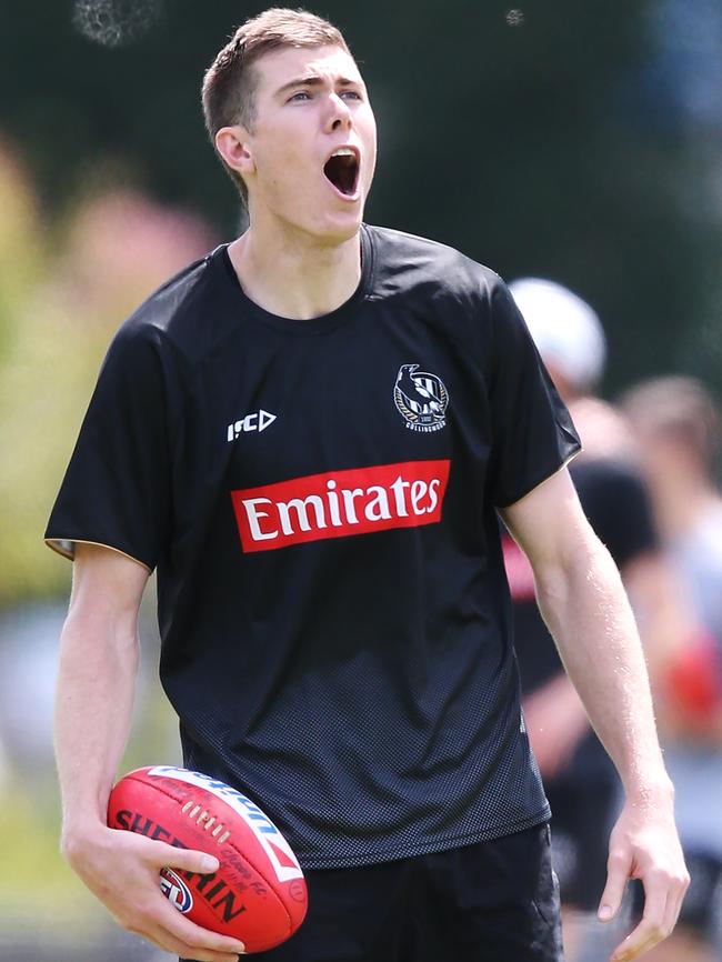 Mason Cox enjoys goalkicking practice.