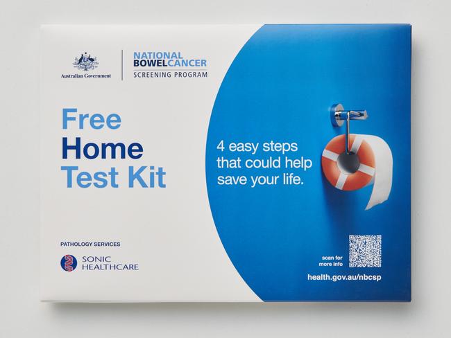 The free bowel cancer kit is available to Australians aged 50-74 and can be completed in the privacy of your own home as part of the National Bowel Cancer Screening Program. Picture: supplied