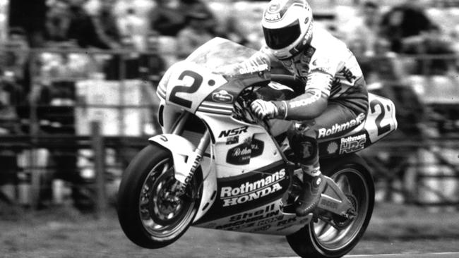 Wayne Gardner pilots his Honda to victory at Phillip Island in 1989.