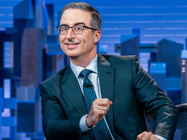 John Oliver on the set of Last Week Tonight.