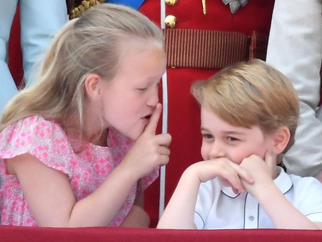 Savannah Phillips tries to get Prince George to be quiet. Picture: MEGA