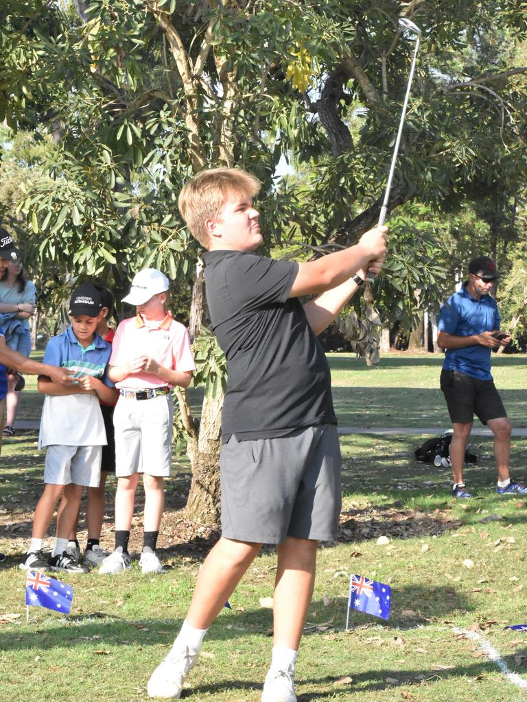 Rockhampton's Zane Blackborough in the shootout held at the Rockhampton Golf Club in the lead-up to the US Kids Golf Foundation Australian Open being played on September 27 and 28.