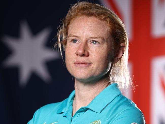 MELBOURNE, AUSTRALIA - JULY 03: Clare Polkinghorne of the Matildas poses during an Australia Matildas portrait session ahead of the 2023 FIFA Women's World Cup at La Trobe University Sports Fields on July 03, 2023 in Melbourne, Australia. (Photo by Robert Cianflone/Getty Images)