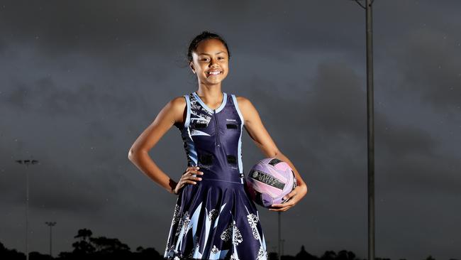 Netballer Makayla Manu -11 at Heffron park. Junior Sports star. Picture: John Appleyard