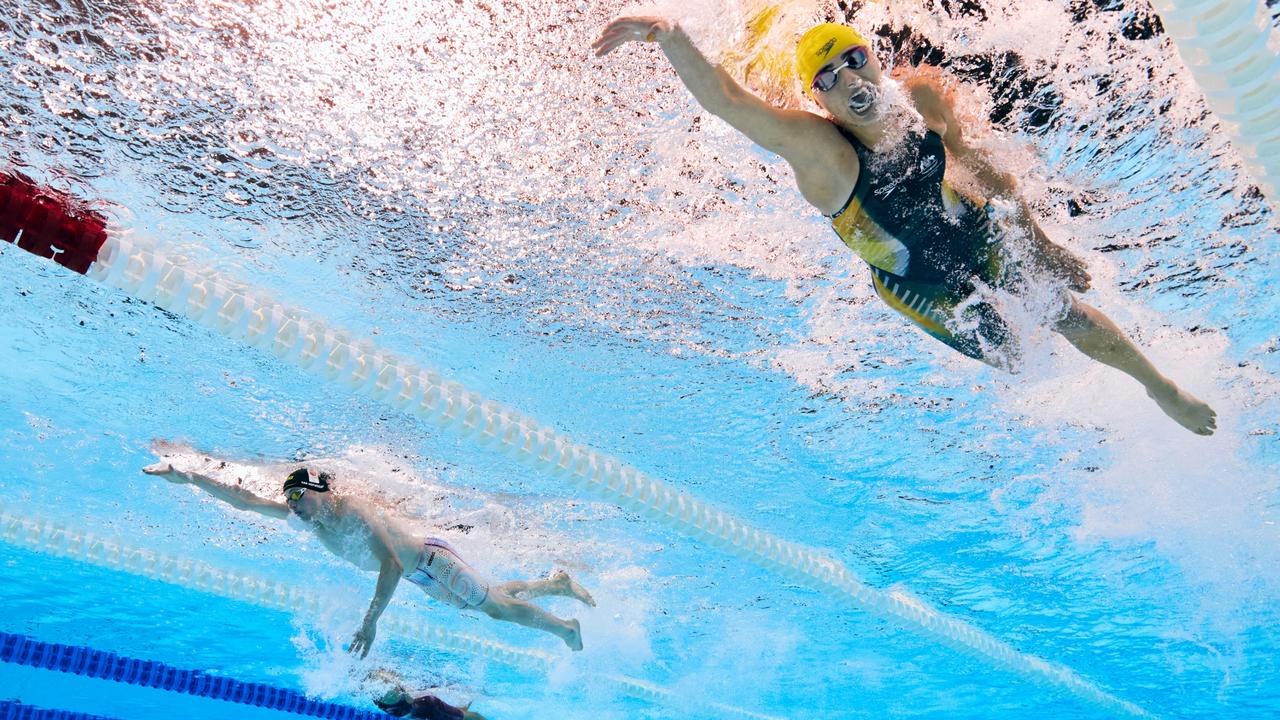 Alexa Leary swims the team to victory in astonishing fashion in the anchor leg of 4x100m medley relay 34 points on day five. Picture: Adam Pretty/Getty Images