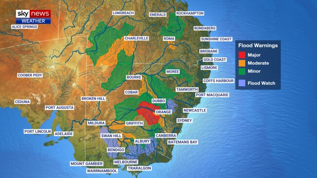 Much of inland NSW, Queensland and northern Victoria have been warned of inland flooding.