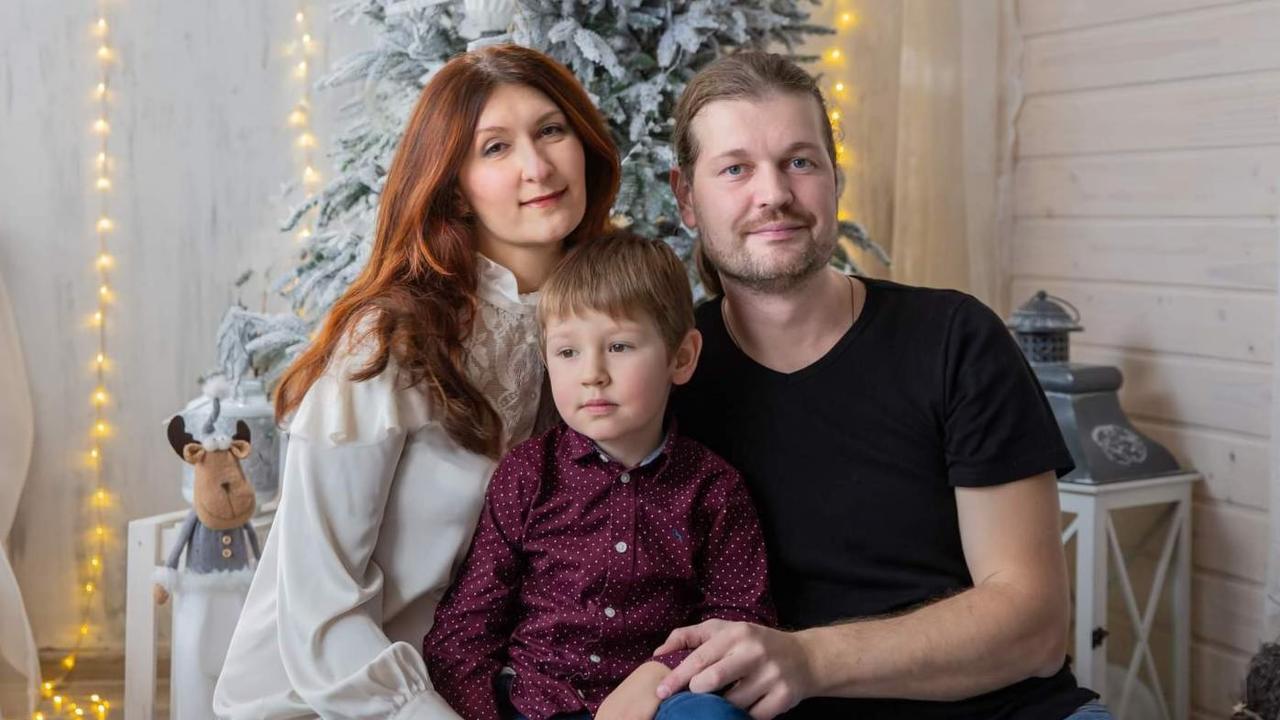 Ms Dziuma's Ukrainian family now live in different countries, with Andriy Kapitan-Dymtruk and his eldest in Ukraine and his wife and youngest in Italy. Picture: Supplied