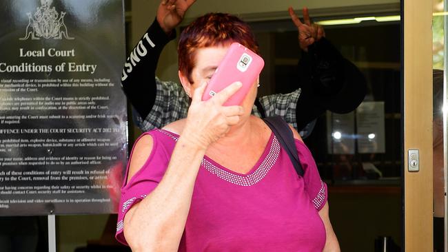 Maxine Yvonne Holden, 53, leaves the Darwin Local Court after being disqualified from driving for six months and handed a three-month suspended sentence for crossing double white lines