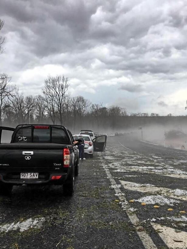 Motorists were left stranded as the storm hit near Nanango. Picture: Leonie Bartlett.