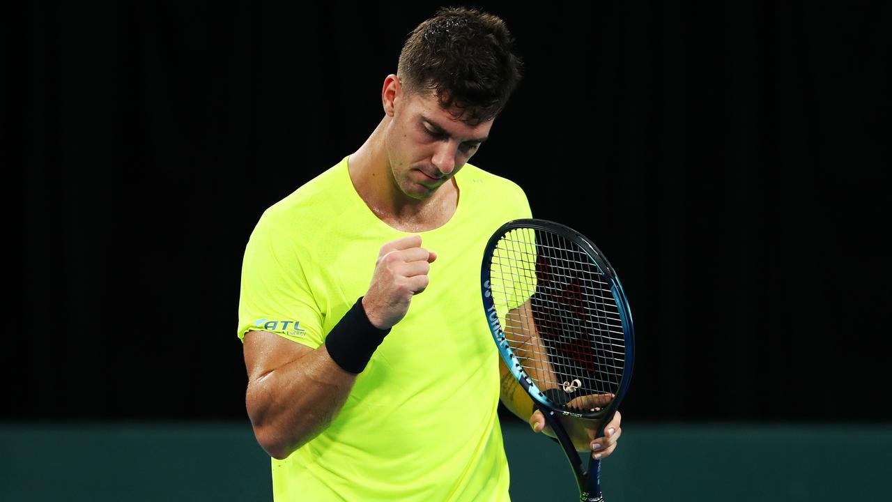 Thanasi Kokkinakis sealed Australia’s passage to the Davis Cup finals. Picture: Getty Images