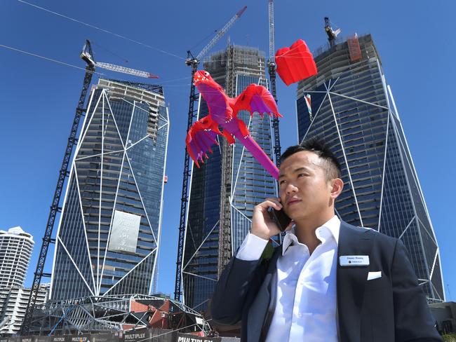 Jimmy Huang in August 2018 in front of The Jewel project, now owned by the Yuhu Group. 