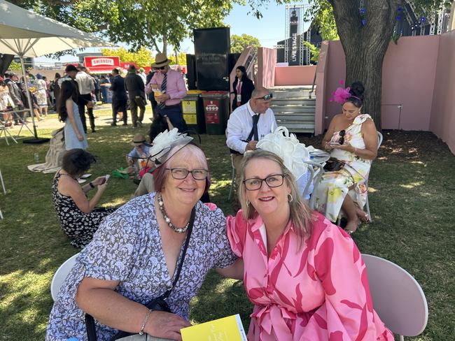 Lisa and Karen enjoying the Melbourne Cup. Picture: Oscar Jaeger