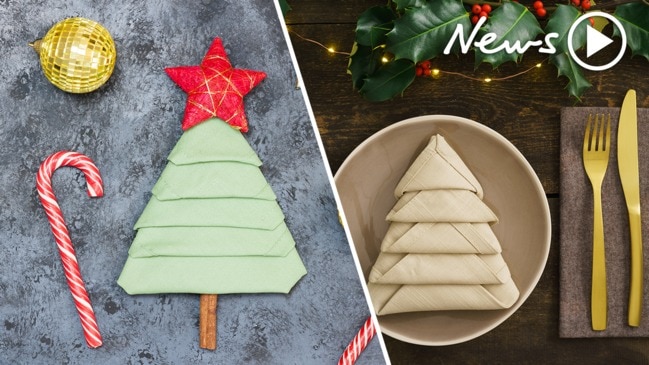 How to fold a Christmas tree napkin