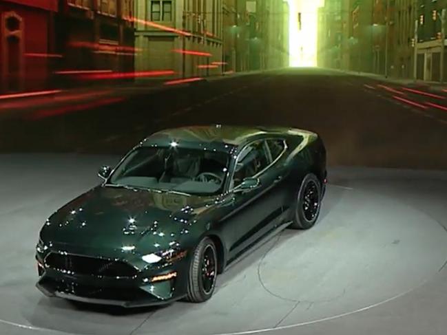 Molly McQueen reunited with her late grandfather's original Bullitt Ford Mustang from the 1968 movie and unveils the latest model at Detroit Auto Show January 2018. Picture: Supplied.