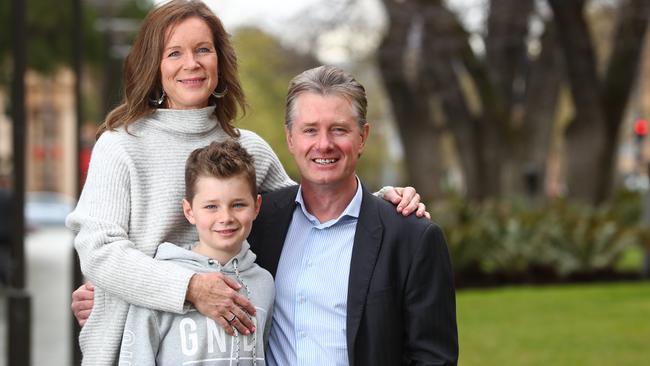 Foster carers Rebecca and Matthew Johns with their son Jesse. They care for another boy, who cannot be identified. Picture: Tait Schmaal