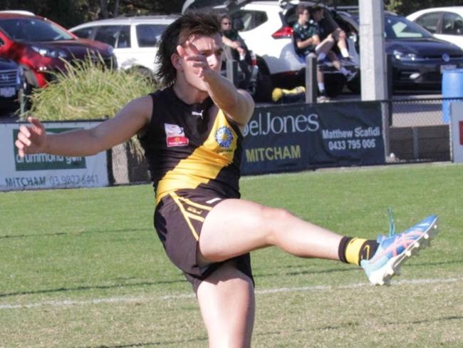 Jesse Uren in action for Mitcham in the Eastern Football League (EFL). Picture: Paul Corris