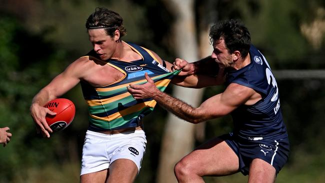 St Kevin’s midfielder Joshua Wallis performed strongly against Old Melburnians at Elsternwick Park on Saturday. Picture: Andy Brownbill