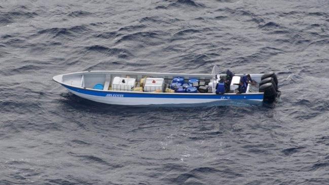 A boat containing the real drugs, off the coast of Columbia.