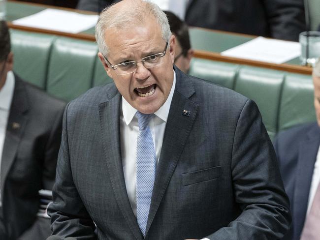 Prime Minister Scott Morrison during Question Time in the House of Representatives in Parliament House in Canberra. Picture Gary Ramage