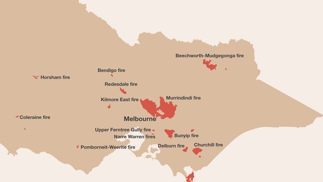 Black Saturday Fire map. Source: Royal Commission into Black Saturday Bushfires Summary.