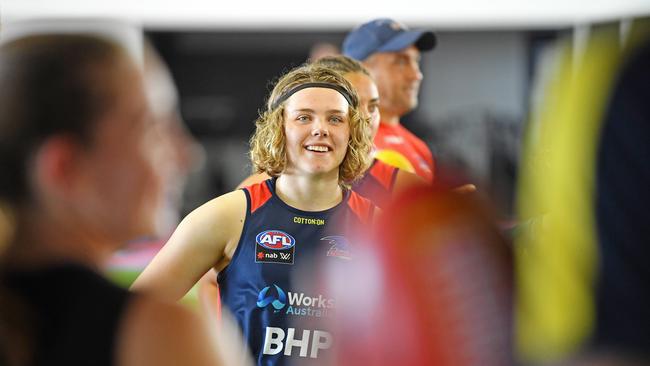 Chloe Scheer at the Crows’ pre-season training. Picture: Tom Huntley